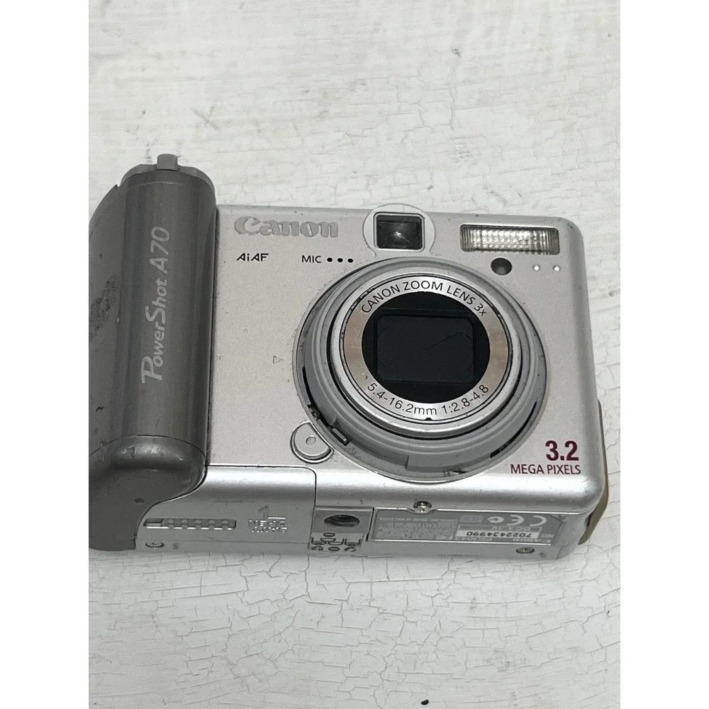 Canon PowerShot A70 3.2MP Digital Camera Silver 3x Optical Zoom Vintage Y2K